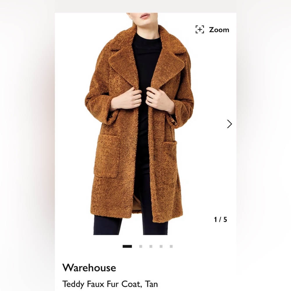 Warehouse Brown Teddy Faux Fur Jacket